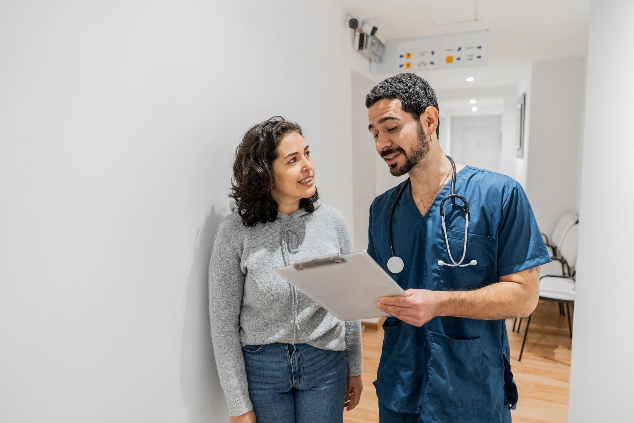 Doctor reviewing information with a patient